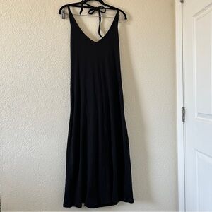 GAP Women’s Halter Neck Dress XL Black Stretchy Ribbed Summer